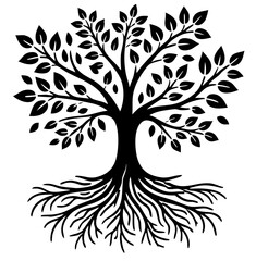 Obraz premium Vector Tree Isolated Leaves Roots Stylized Design Forest Element