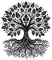 Obraz premium Vector Tree Isolated Leaves Roots Stylized Design Forest Element
