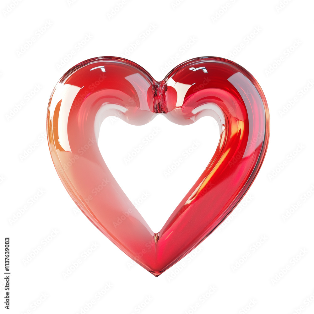 Poster 3d rendering red heart shaped icon isolated on transparent background