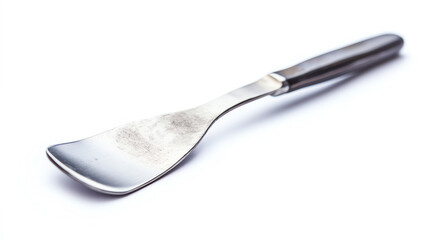 Modern stainless steel spatula on white background