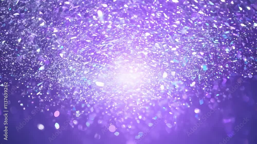 Poster stunning display of shimmering crystals falling from above at a vibrant art installation in a modern