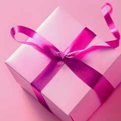 Pink Gift Present Box with a ribbon for Christmas or as a birthday surprise