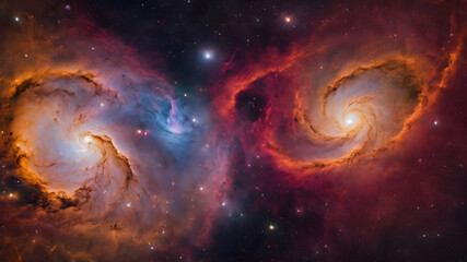 Nebula and galaxies in space. Abstract cosmos background. Universe science astronomy.