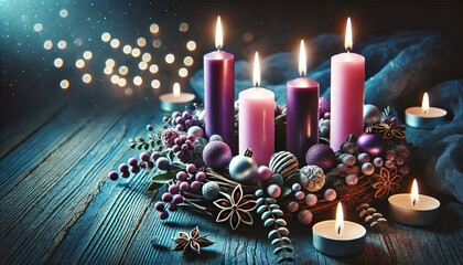 Advent Christmas Wreath or Crown - Countdown Candles to Jesus - Christian Lutheran Catholics - Bible Reading - First Sunday - Christmas Eve - Birth of Jesus Christ - Nativity - Purple White Candles