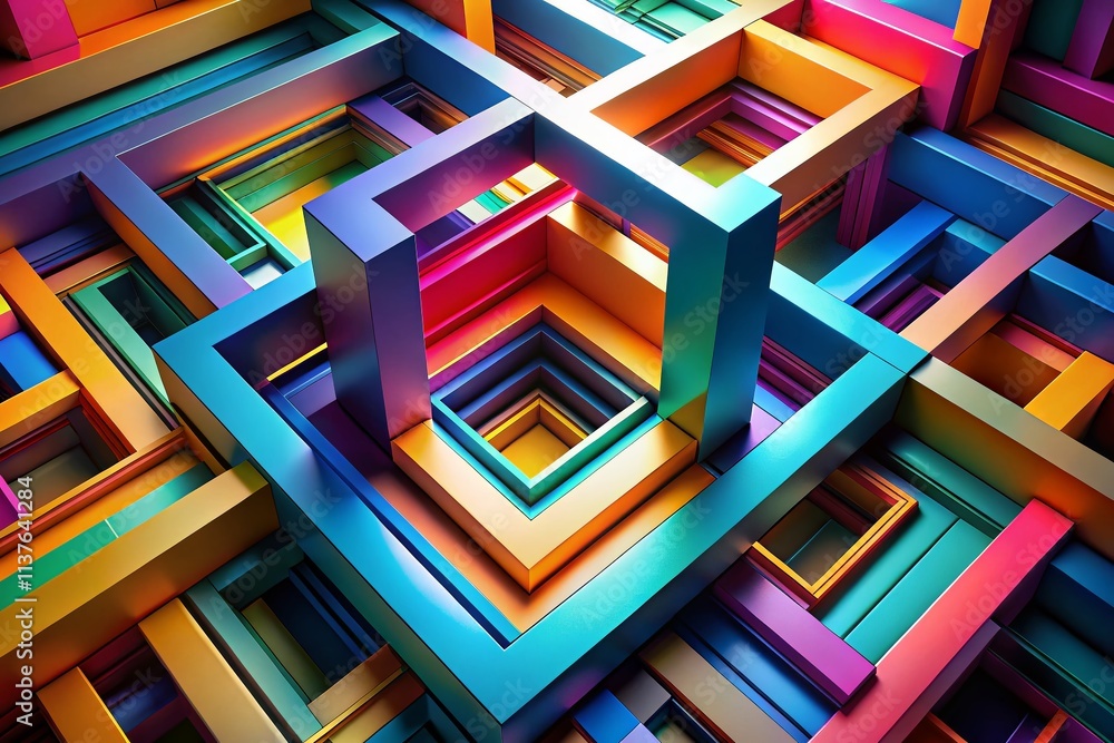Poster intricate 3d render of illusory rectangles creating a dynamic visual experience in documentary photo