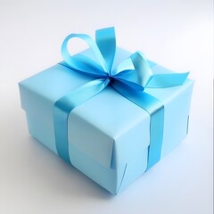 Obraz premium Blue Gift Present Box with a ribbon for Christmas or as a birthday surprise