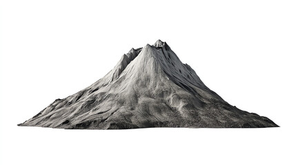 Snowy mountain peak isolated on white