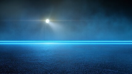 Fototapeta premium Empty Concrete Studio with Blue Neon Lighting - Futuristic Architectural Design