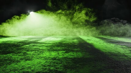 Obraz premium Enigmatic Green Landscape Scene with Dramatic Lighting