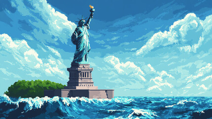 8 bits pixel of New york city background.