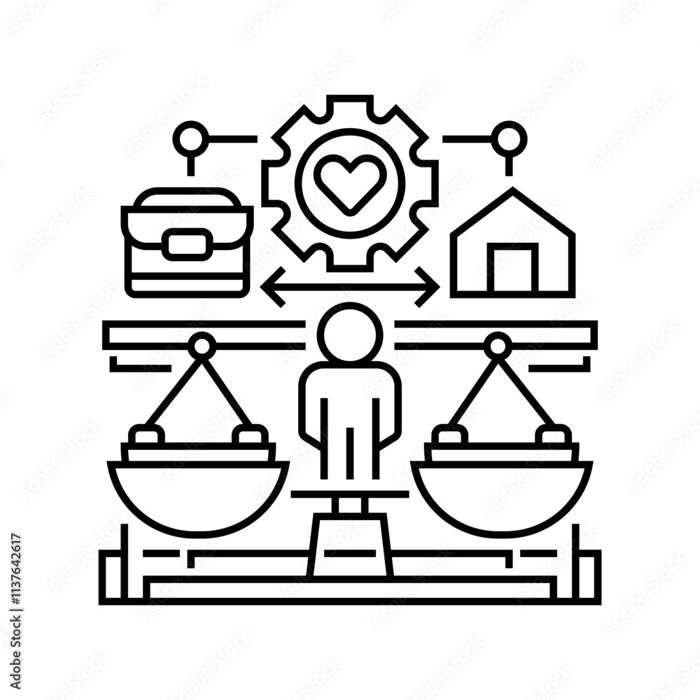 Poster work life balance line icon. linear style sign for mobile concept and web design. outline vector ico