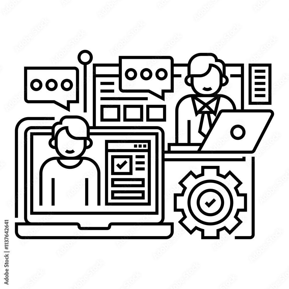 Poster remote work line icon. linear style sign for mobile concept and web design. outline vector icon.