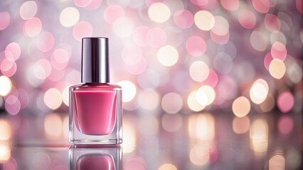 Isolated Pink Nail Polish Bottle on Elegant Background with Artistic Composition Utilizing the Rule of Thirds for a Sophisticated and Chic Presentation
