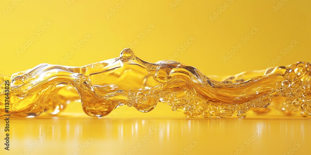 Aufkleber close-up of golden liquid splashing and creating a wave shape.