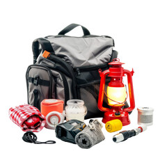 Winter car emergency kit with beacon Isolated On Transparent Background 
