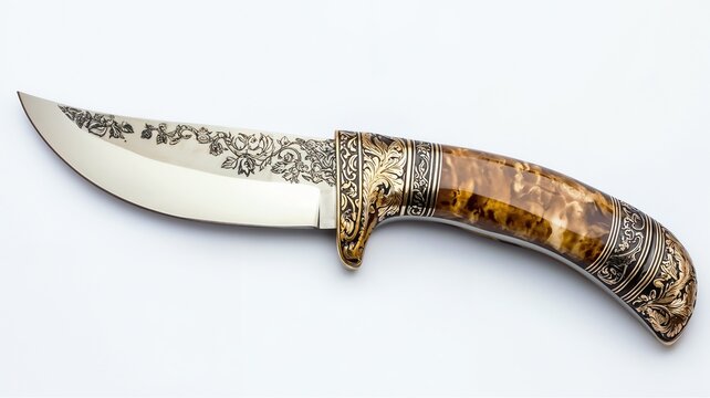Decorative hunting knife with ornate handle