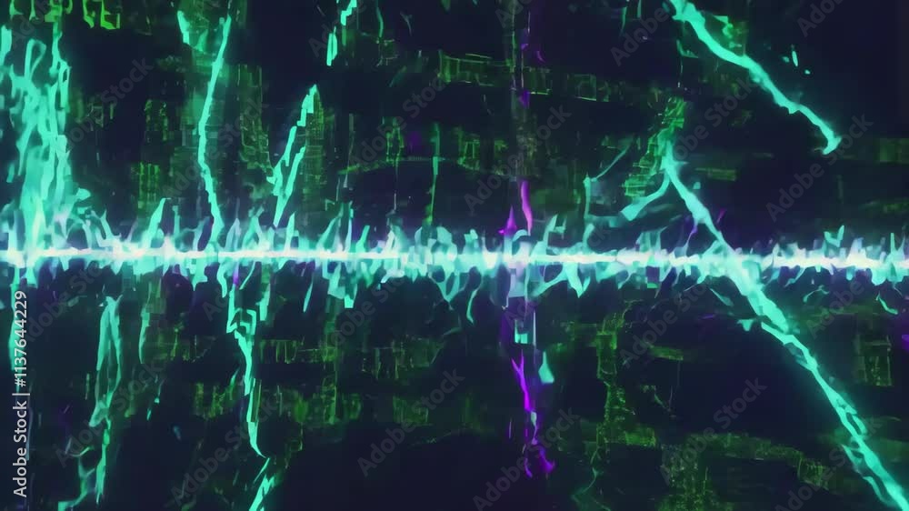 Poster digital sound wave visualizations showcasing unique auditory phenomena through stylish graphical rep