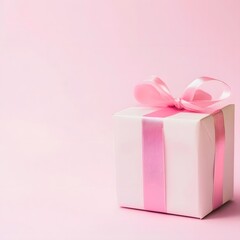 Obraz premium Pink Gift Present Box with a ribbon for Christmas or as a birthday surprise