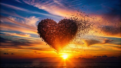 Salt Intake, Heart Disease Risk: Silhouette Photography of a Heart Silhouette Against a Sunlit Landscape