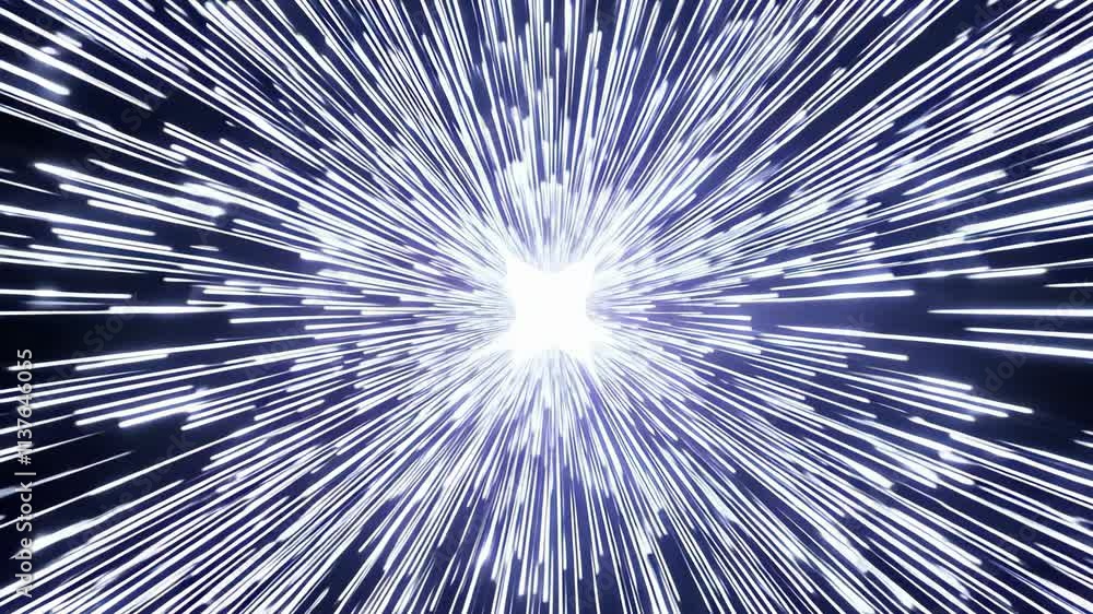 Poster exploring the beauty of a digital explosion with intricate light patterns in a dark setting
