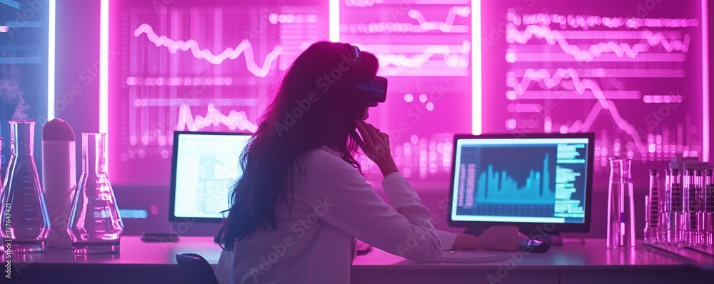 Poster a creative workspace with ar and vr devices being used for collaborative data visualization projects