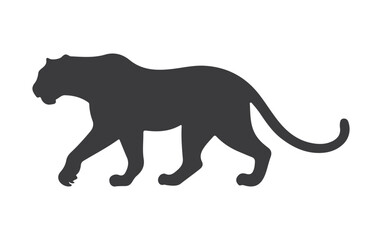 A fierce panther,tiger silhouette, capturing its muscular form and striking stripes, symbolizing power, courage, and untamed wilderness