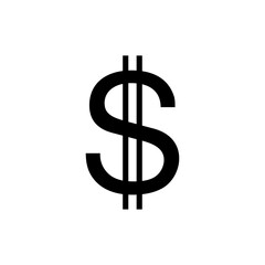 United states dollar sign illustration. Black icon on transparent background.