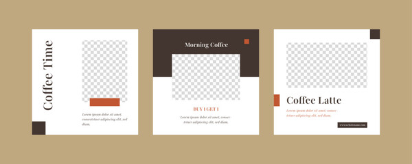 Coffee shop square banner template