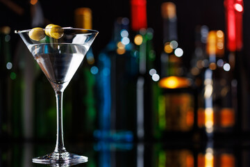 Martini cocktail on a bar table