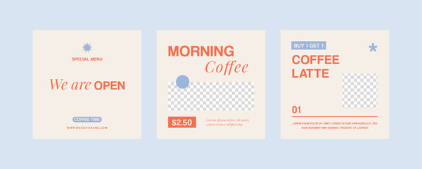 Coffee shop social media post template collection