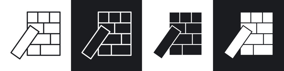 Jenga icons collection in black filled and line style.