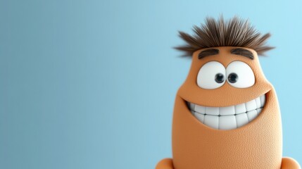 Obraz premium Cheerful animated character smiling digital studio 3d render bright colors close-up joyful expression