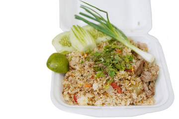fried rice in foam box container
