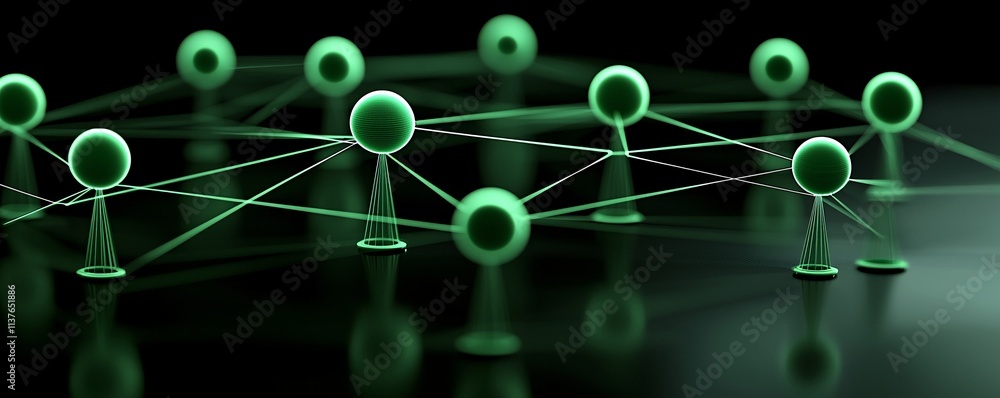 Poster stylized network of glowing nodes and connections forming a cloud shape, symbolizing cloud integrati