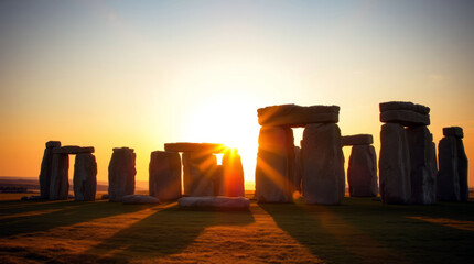 View of Stonehenge at sunset