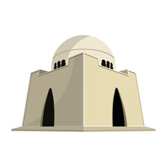 Mazar e Quaid vector illustration. Pakistan national flag. Quaid e Azam mausoleum, Quaid e Azam Mizar and Tomb. Pro Vector - Isolated in White Background.