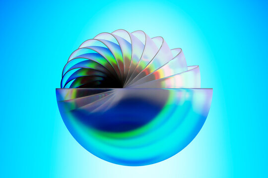 3D rendering of multi colored crystals over blue background