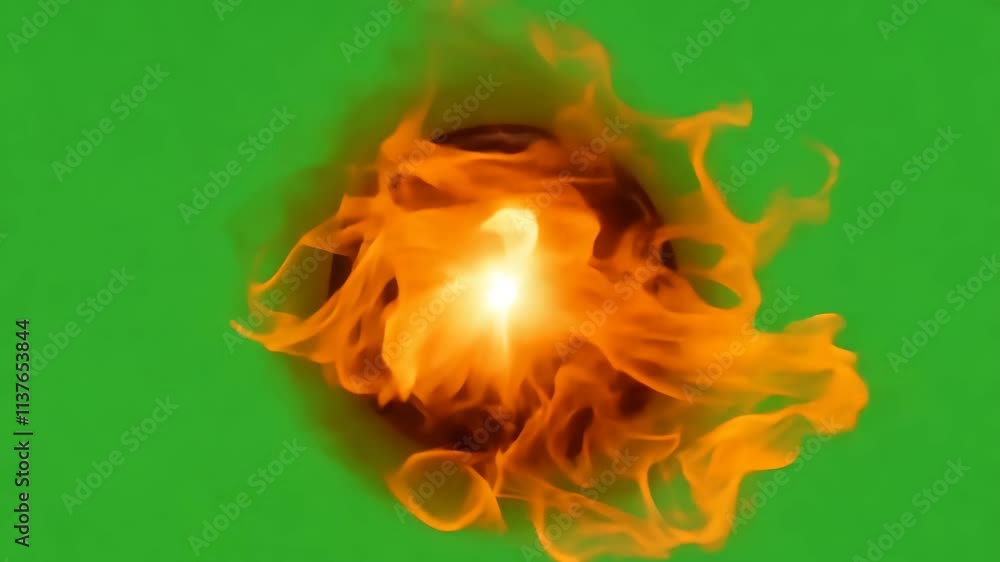 Leinwandbilder exploring vibrant fire effects with a striking green background in visual design