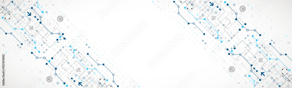 Aufkleber abstract technology concept. circuit board, high computer color background. vector illustration.
