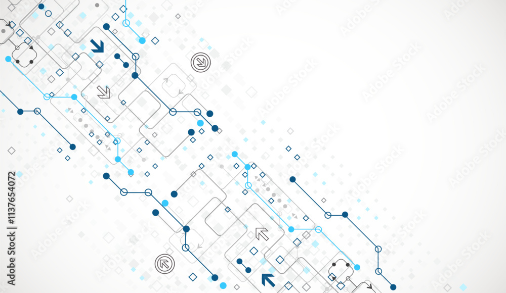 Poster Abstract technology concept. Circuit board, high computer color background. Vector illustration.