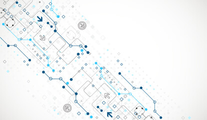 Abstract technology concept. Circuit board, high computer color background. Vector illustration.