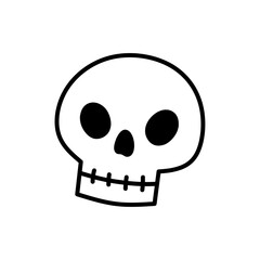 Skull isolated on a white background. Hand-drawn vector illustration in doodle style. Perfect for decorations, logo and Halloween designs.