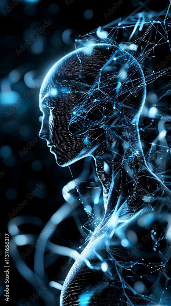 Poster abstract visualization of ai-driven decision-making processes with futuristic graphics