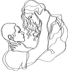 men and woman line art illustration