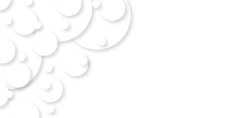 Modern geometrical dynamic and seamless abstract white background. Random shifted white circle background wallpaper banner pattern with copy space. 
