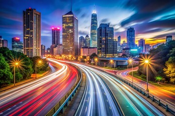 Long Exposure Photography: Urban Night Lights, Cityscape, Traffic Trails, Light Streaks, Glowing City, Night Photography, City at Night, Light Painting, Blurred Lights
