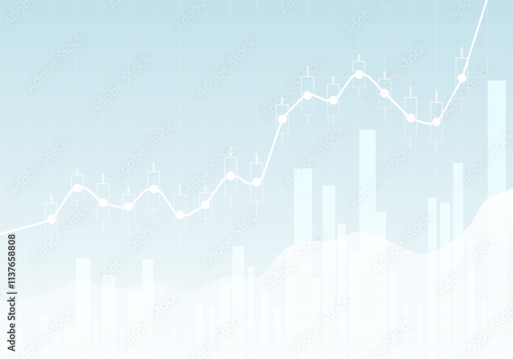 Poster abstract infographics visualization. business chart graph with three lines of increase. futuristic n