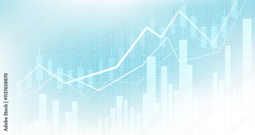 Poster abstract infographic visualization. financial chart with uptrend line graphs and candlesticks. futur
