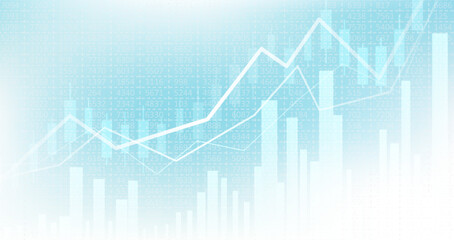 Abstract infographic visualization. Financial chart with uptrend line graphs and candlesticks. Futuristic network or business analytics. Graphic concept for your design.