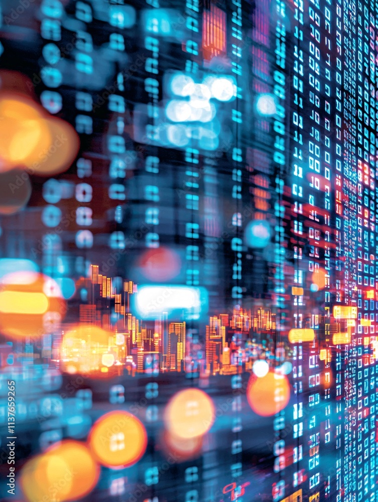 Aufkleber analytics as the centerpiece of digital transformation processes, featuring glowing holograms, real-